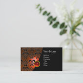 GEM DAMASK MONOGRAM Orange ruine Visitenkarte (Stehend Vorderseite)