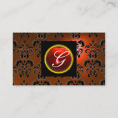 GEM DAMASK MONOGRAM Orange ruine Visitenkarte (Rückseite)