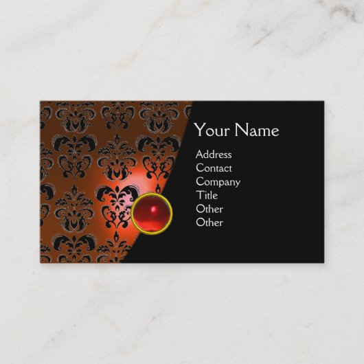 GEM DAMASK MONOGRAM Orange ruine Visitenkarte (Vorderseite)