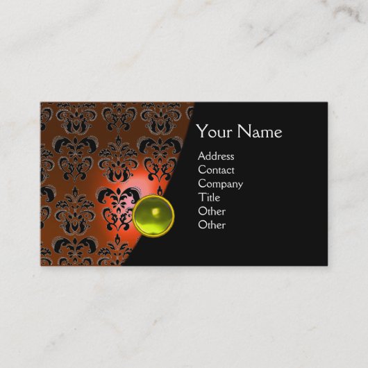 GEM DAMASK MONOGRAM Orangentopaz gelb Visitenkarte (Vorderseite)