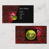GEM DAMASK MONOGRAM roter Topaz gelb Visitenkarte (Vorne/Hinten)