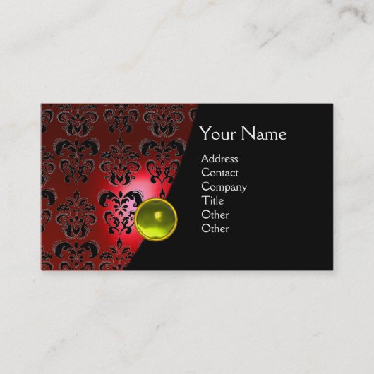 GEM DAMASK MONOGRAM roter Topaz gelb Visitenkarte (Vorderseite)