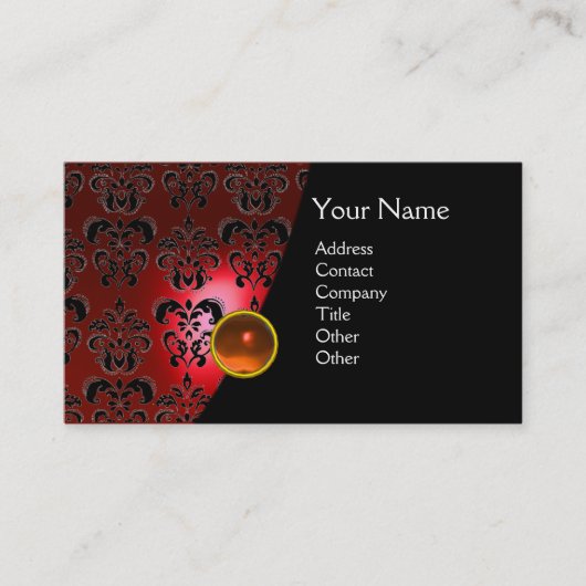 GEM DAMASK MONOGRAM roter Topaz Visitenkarte (Vorderseite)