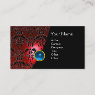 GEM DAMASK MONOGRAM Roter Topaz Visitenkarte