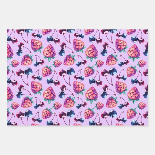 Gem Fruit Seamless Muster Geschenkwrap Set Geschenkpapier Set (Vorderseite 3)