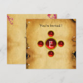 Gem Kreuz 1. Heilige Kommune / Christening rot Einladung (Vorne/Hinten)