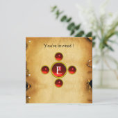 Gem Kreuz 1. Heilige Kommune / Christening rot Einladung (Stehend Vorderseite)