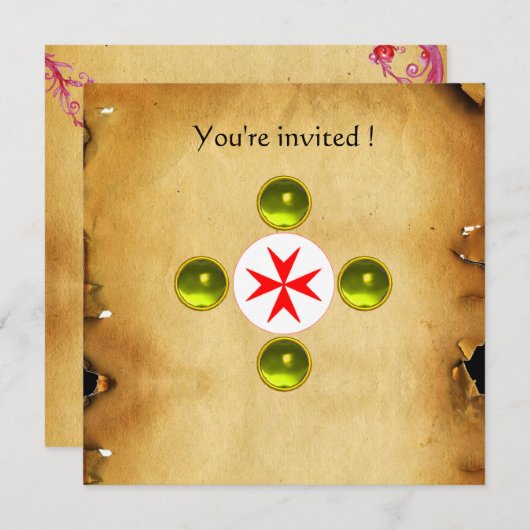 Gem Kreuz 1. Heilige Kommune / Gelbfärbung Einladung (Vorne/Hinten)