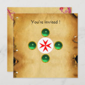 Gem Kreuz 1. Heilige Kommunion / Grün Einladung (Vorne/Hinten)