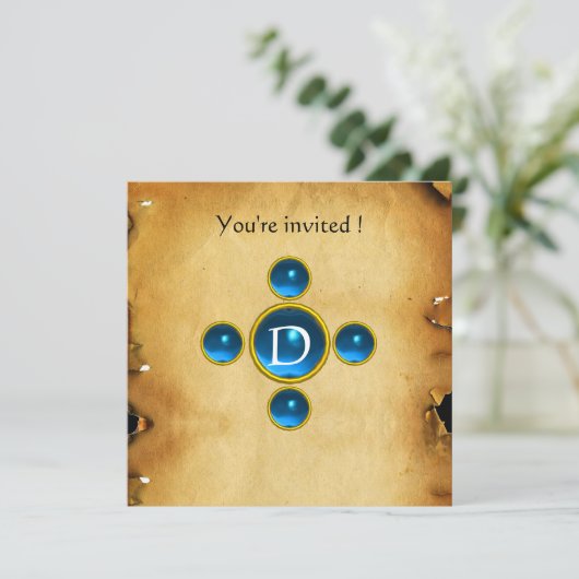 Gem Kreuz 1. Heilige Kommunion / Heiliges Blau Einladung (Stehend Vorderseite)