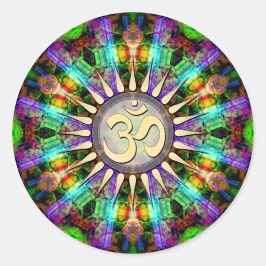 Gem Mandala Golden Om Spirituelle Art Sticker (Vorderseite)