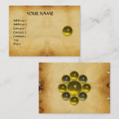 GEM MON, Gelbes Topaz, Graue Agata, Perchment Visitenkarte (Vorne/Hinten)