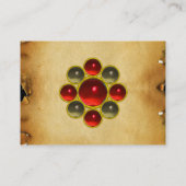 GEM MON, RED RUBY, GRAY AGATA , Braunparchit Visitenkarte (Rückseite)