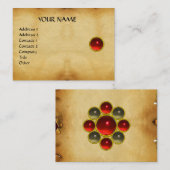 GEM MON , RED RUBY, GRAY AGATA , Pergament Visitenkarte (Vorne/Hinten)