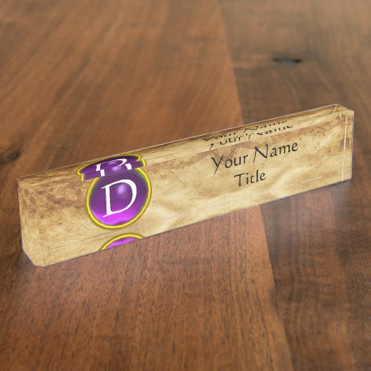 GEM MONOGRAM, LILA AMETHYST, Pergament Namensplakette (Seite)