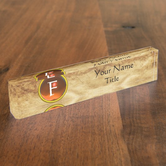 GEM MONOGRAM, ORANGE SAPPHIRE, Perchire Namensplakette (Seite)