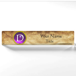 GEM MONOGRAMM ,LILA AMETHYST, Pergament Namensplakette