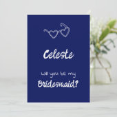 Gem & Pen Bridesmaid Einladung Royal Blue (Stehend Vorderseite)