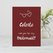 Gem & Pen Bridesmaid Einladung Ruby (Stehend Vorderseite)
