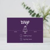 Gem & Pen RSVP Card Amethyst Karte (Stehend Vorderseite)