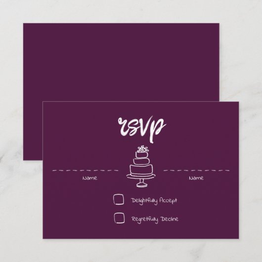 Gem & Pen RSVP Card Magenta (Vorne/Hinten)