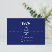 Gem & Pen RSVP Card Royal Blue (Stehend Vorderseite)