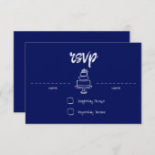 Gem & Pen RSVP Card Royal Blue (Vorne/Hinten)