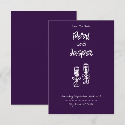 Gem & Pen Save the Date Amethyst (Vorne/Hinten)