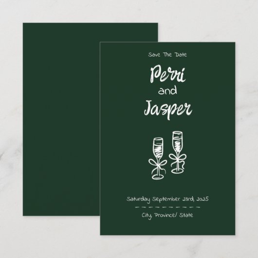 Gem & Pen Save the Date Emerald (Vorne/Hinten)