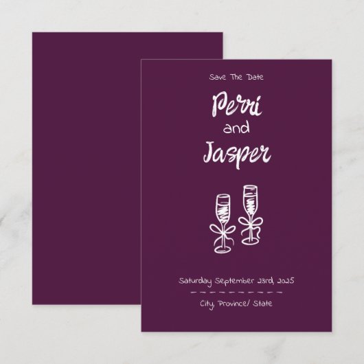Gem & Pen Save the Date Magenta (Vorne/Hinten)