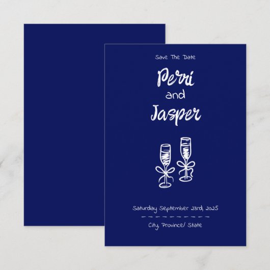 Gem & Pen Save the Date Royal Blue (Vorne/Hinten)