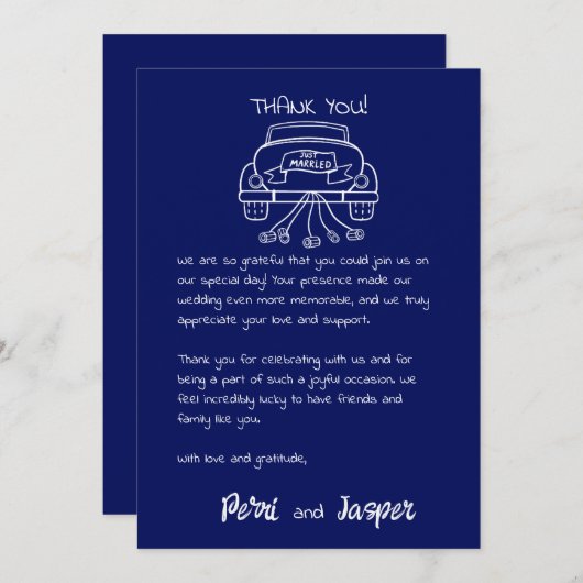 Gem & Pen Vielen Dank, Card Royal Blue Einladung (Vorne/Hinten)