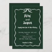 Gem & Pen Wedding Einladung Emerald (Vorne/Hinten)