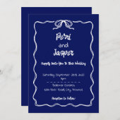 Gem & Pen Wedding Einladung Royal Blue (Vorne/Hinten)