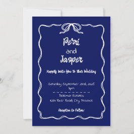 Gem & Pen Wedding Einladung Royal Blue
