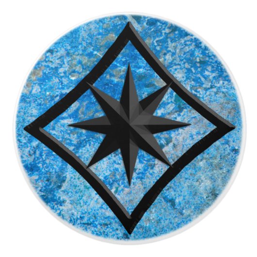 Gem Stone, Blue Granite & Black Onyx Ornament Keramikknauf (Vorderseite)