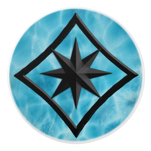 Gem Stone, Blue Larimar & Black Onyx Ornament Keramikknauf (Vorderseite)