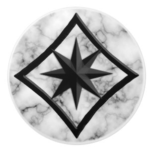 Gem Stone, Grau / Gray Marble & Black Onyx Ornamen Keramikknauf