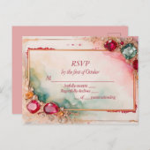 Gem Stone Hochzeit RSVP Postkarte (Vorne/Hinten)