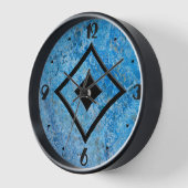 Gem Stone Muster, Blue Granite & Black Onyx Wanduhr (Winkel)