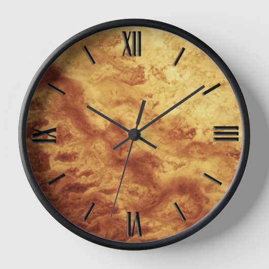 Gem Stone Muster, Gold und braunes Tiger Auge Uhr (Vorderseite)