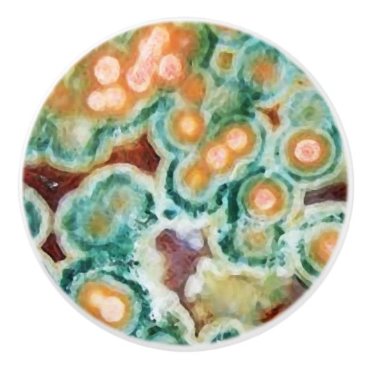 Gem Stone Muster, Ocean Jasper, Green und Multi Keramikknauf (Vorderseite)
