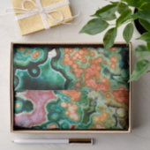 Gem Stone Muster, Ocean Jasper, Green und Multi Seidenpapier (Geschenk)