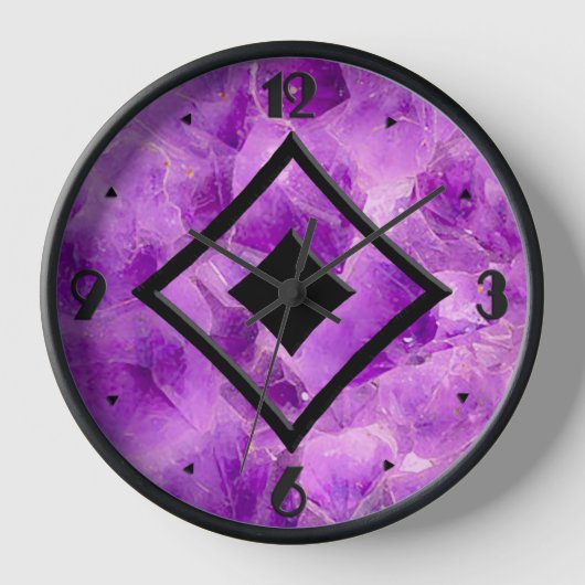 Gem Stone Pattern, Amethyst und Black Onyx Wanduhr (Vorderseite)