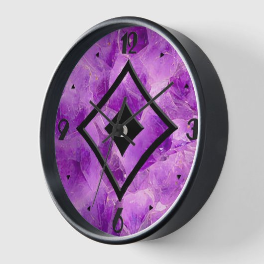 Gem Stone Pattern, Amethyst und Black Onyx Wanduhr (Winkel)