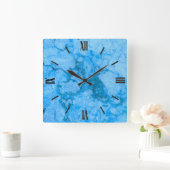 Gem Stone Pattern, Blue Bahia Granite Quadratische Wanduhr (Zuhause)