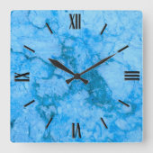 Gem Stone Pattern, Blue Bahia Granite Quadratische Wanduhr (Vorderseite)