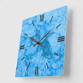 Gem Stone Pattern, Blue Bahia Granite Quadratische Wanduhr (Winkel)
