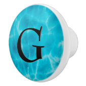 Gem Stone Pattern, Blue Larimar & Black Onyx Keramikknauf (Rechts)
