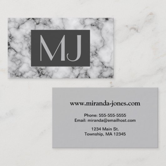 Gem Stone Pattern, grau/graue Marmor Visitenkarte (Vorne/Hinten)